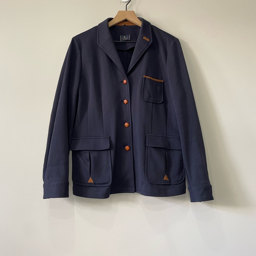 Lloyd’s Navy Knit Button Down Elbow Patch Blazer … - image 1